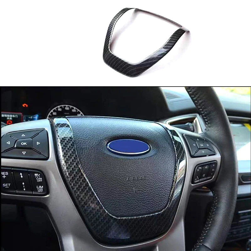 Fit for Ford Ranger Everest Endeavor 2015 2016 2017 2018 2019 Color Carbon Fiber Steering Wheel Frame Decorator Cover