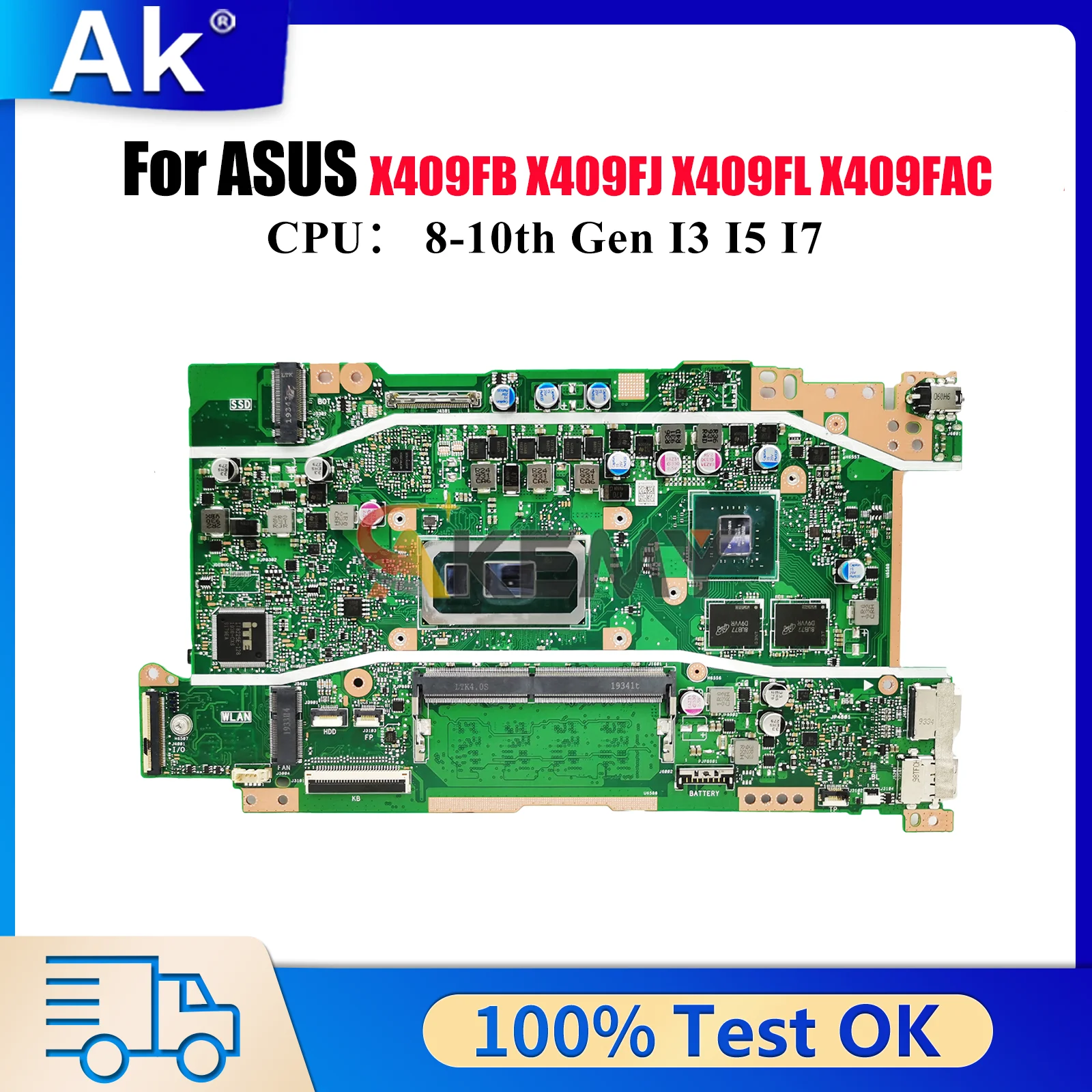 

X409FB Laptop Motherboard For ASUS F409F X409FAC Y4200F X409F X409FL A409F X409FJ Mainboard With I3 I5 I7 CPU 100% tests OK stk