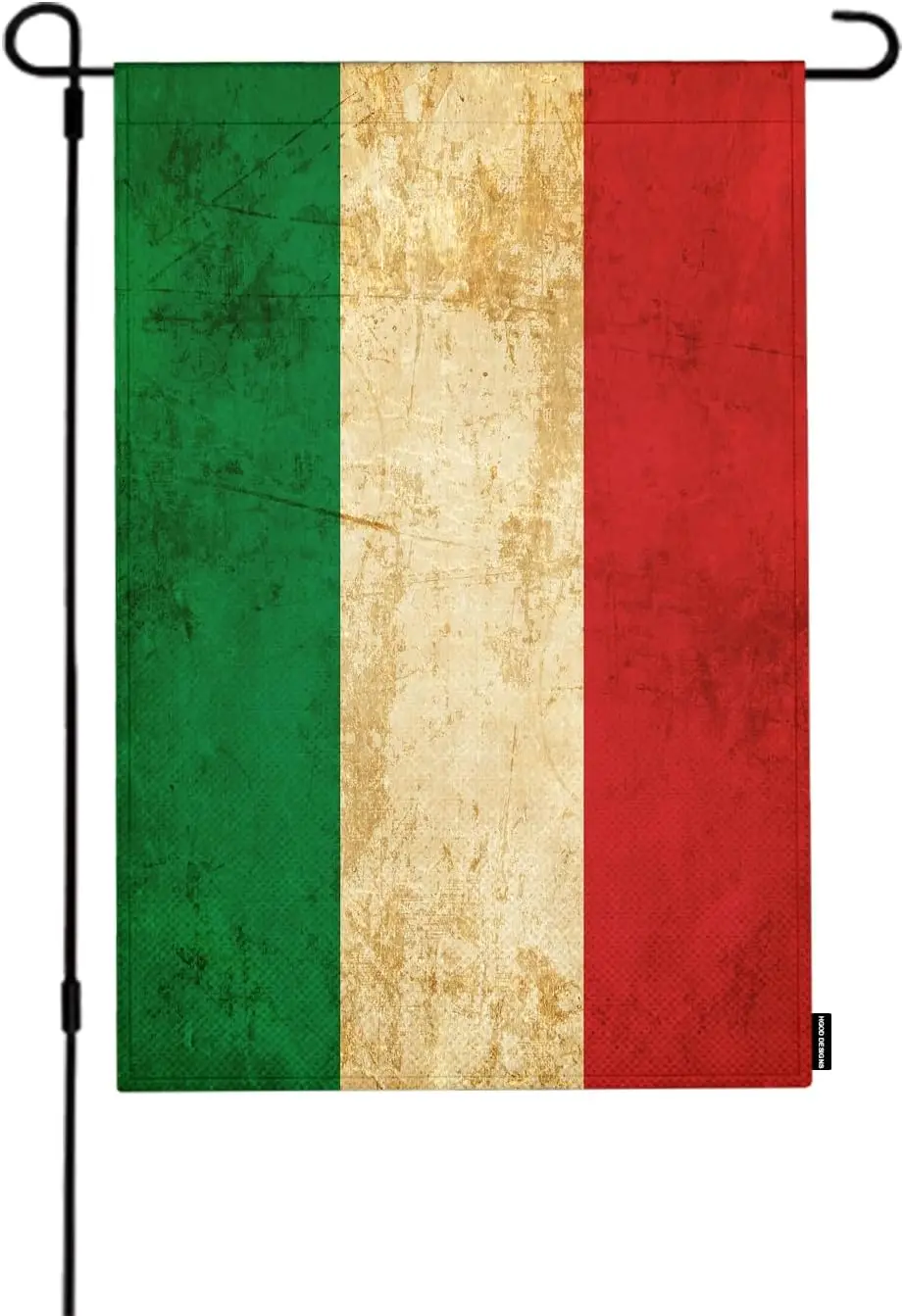 HGOD DESIGNS Old Italian Garden Flag 12x18 Inch Vertical Double Sided Red Green Vintage Grunge Dirt Worn Outdoor Flags Banne EEZ