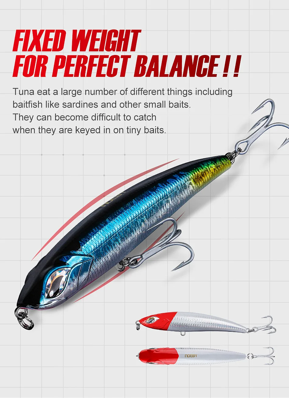 Noeby 115mm 60,5g 150mm 62g 185mm 126,5g Stickbait Sinking Bleistift Angeln Lockt Lange Casting künstliche Köder Meer Angeln Köder – Detail 18