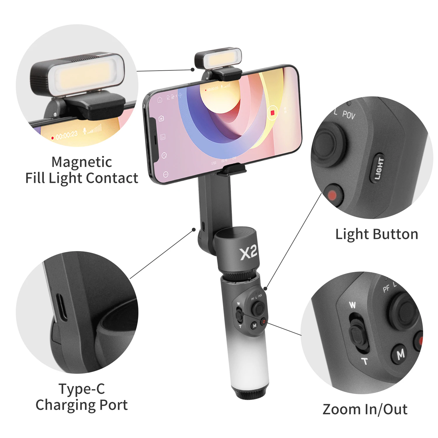 ZHIYUN SMOOTH X X2 2-Axis Phone Stabilizer Handheld Gimbal for iPhone 13 12 11 Xs Max X 8 Plus 7 Huawei Samsung S20 S21 S8+ S10