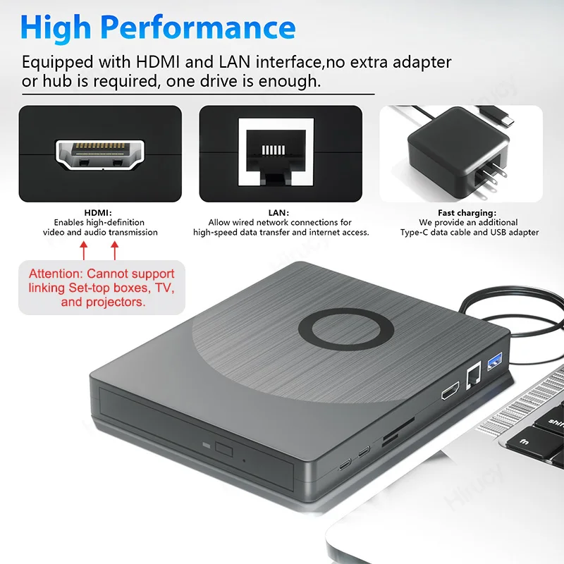 Imagem -03 - Multifuncional Externo Bluray Drive Hdmi e Lan Interfaces bd Dvd cd rw Unidades Ópticas para pc Portátil Windows 11 Mac