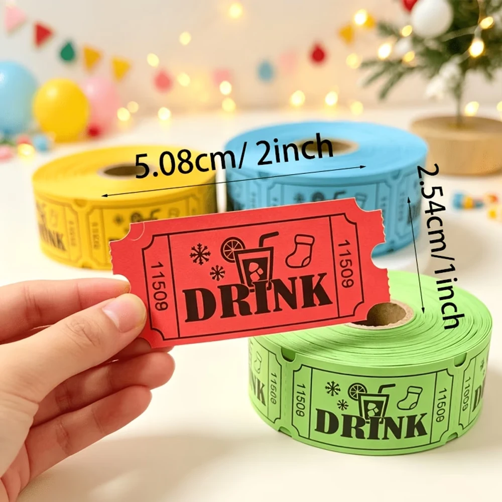 500pcs Raffle Tickets Rolls, Drink Tickets Single Roll for Events, Leisure, Movie Watching, Entertainment, (4-Color Selection) view 2