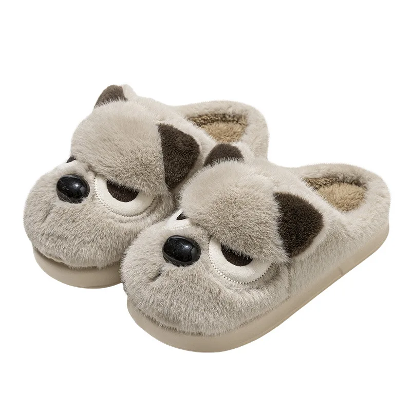 شتاء دافئ الرجال النساء القطن مضحك النعال لطيف الكرتون الكلب أحذية دافئة وغير زلة نعال من القطن للنساء لارتدائها في الخارج #5