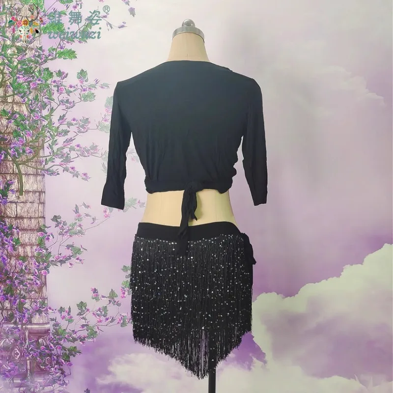 Ropa de danza del vientre, disfraz de escenario, conjunto de 2 uds., ropa Sexy, Top y falda para mujeres adultas, traje de entrenamiento para práctica de puesta en escena