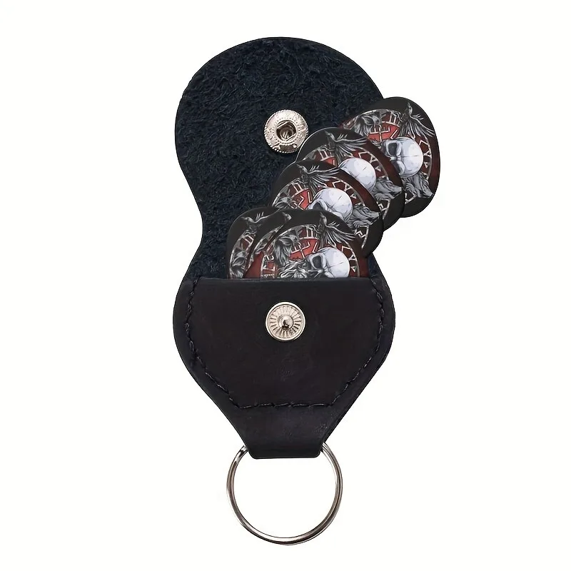 6-delige originele geluidsplectrums, dubbelzijdig bedrukte ukelele gitaarvingergranaatscherven, sleutelhangerholster, cadeau voor muziekliefhebbers