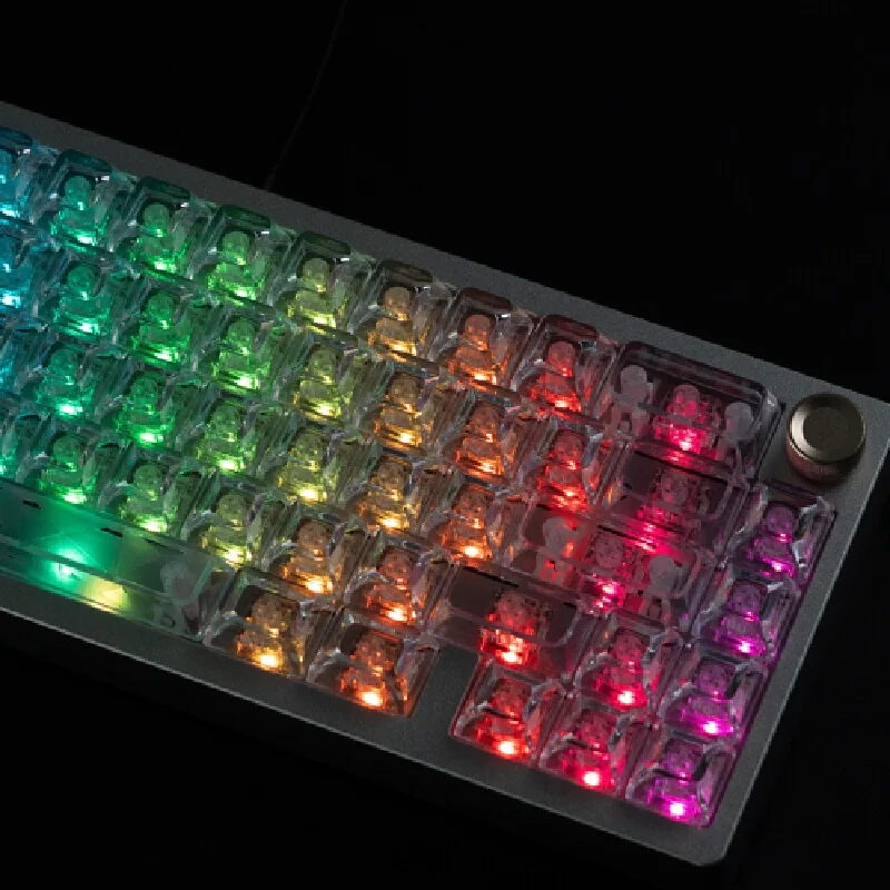 Transparent Ice Cube Keycaps Rgb Blue Glow Backlit Diy Replacement Caps For All Standard Mx Switch Mechanical Gaming Keyboards