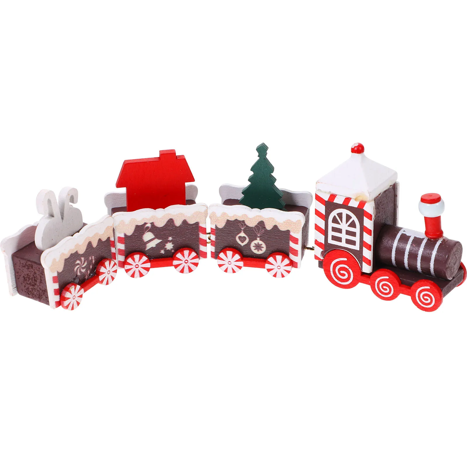 Xmas Desktop Train Ornament Christmas Wooden Train Decoration Table Festival Centerpiece Xmas Table Decoration Christmas Supply