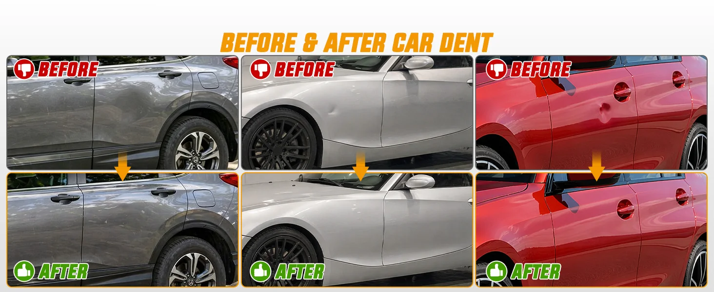 Nilight Car Dent Puller Paintless Dent Repair Kit Adjustable Lifter Glue Gun Rubber Hammer Tap-Down Pen 18 Puller Tabs Removal Tool for Car Refrigerator Dents Hail Damage Door Body Ding