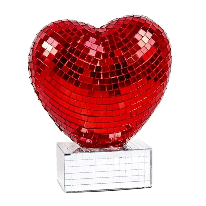 

Фигурка-сердце ABKP-Red Pink Glitter для украшения стола на свадьбу, отражающая свет, в форме сердца, с эффектом диско-зеркала