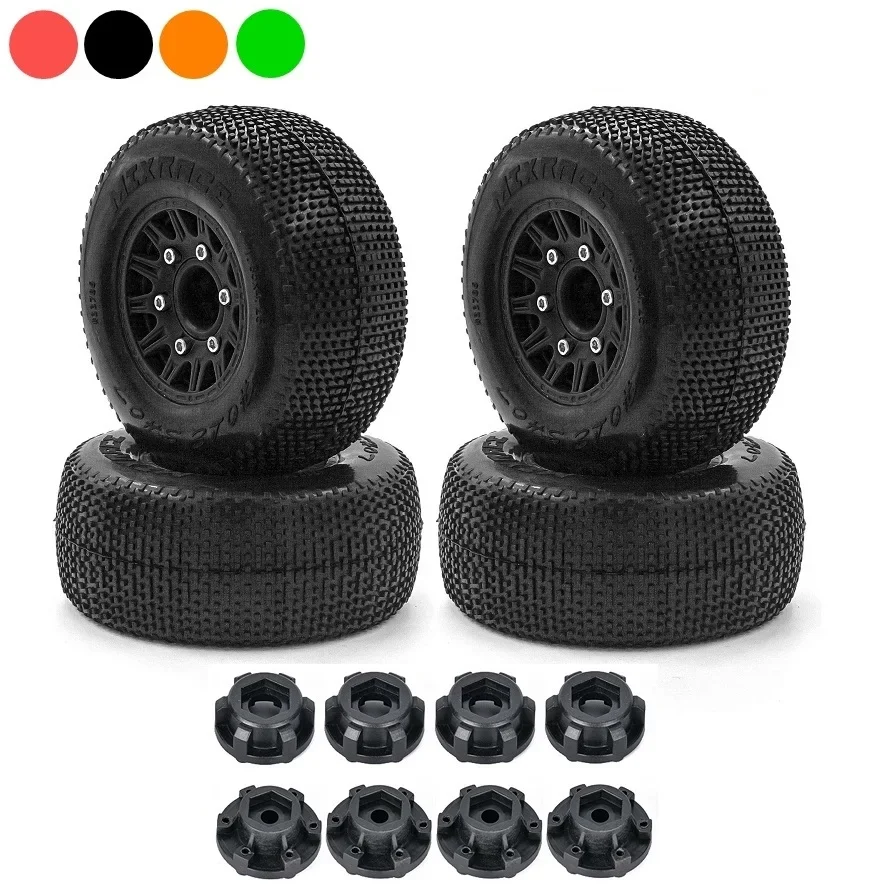 4Pcs 110mm 1/8 1/10 Short Course Truck Tire with 12mm 14mm 17mm Wheel Hex for TRXS Slash ARRMA SENTON Vkar SCTX10 HPI RC Car