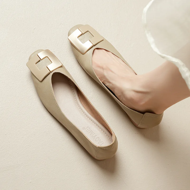 Flat Shoes Women's Fashion Butterfly-knot Square Toe Party Leather Ballet Big Size 43 Shallow Ladies Loafers Black Blue New 2024