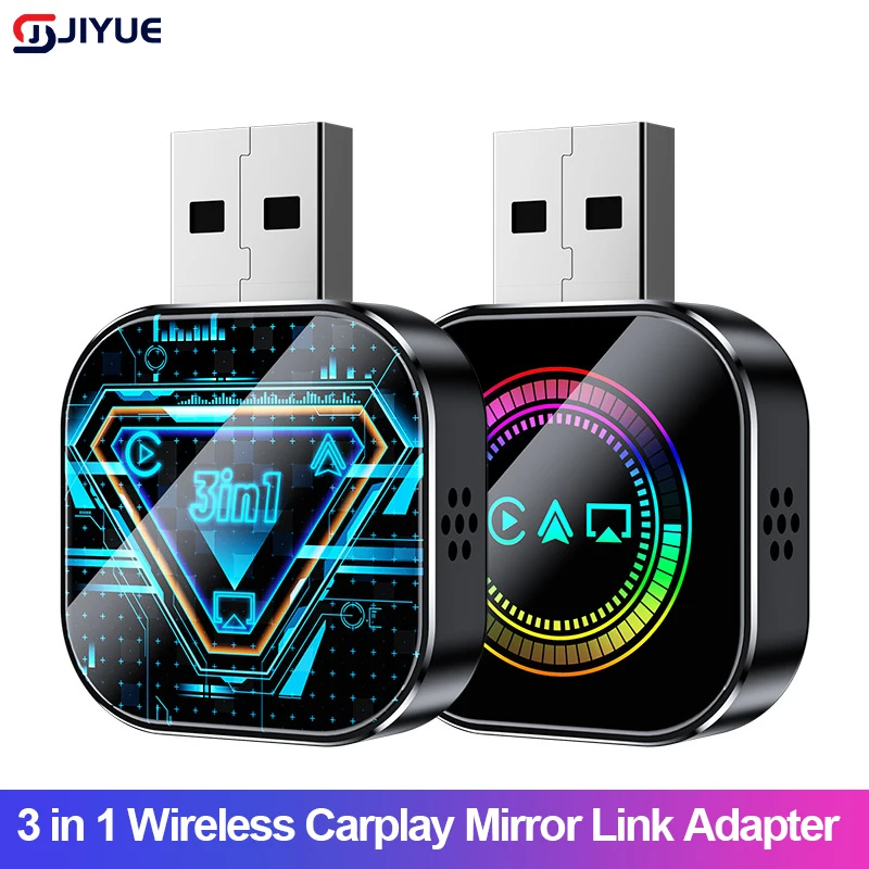 

Upgrade 3 in 1 Wireless Carplay Mirror Link Adapter Instant Wired to Wireless Conversion Plug & Play for Wired Carplay 5Ghz WiFi