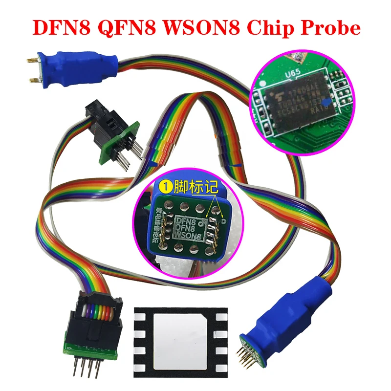 DFN8 QFN8 WSON8 Dip8 Chip Probe Line Read Write Burning Needle Probe 1.27 6x8 6X5 Programmer Adapter Test Probe for RT809h