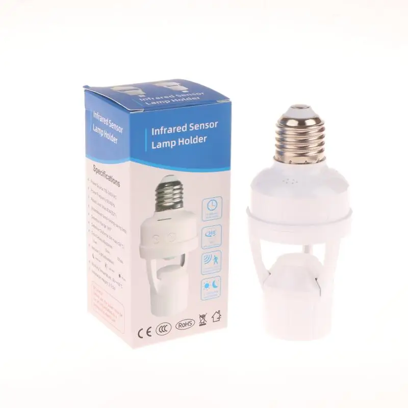 E27 Socket Converter With PIR Motion Sensor LED Lamp Base Intelligent Switch Light Bulb Holder AC 85-265V Dimming Delay Control