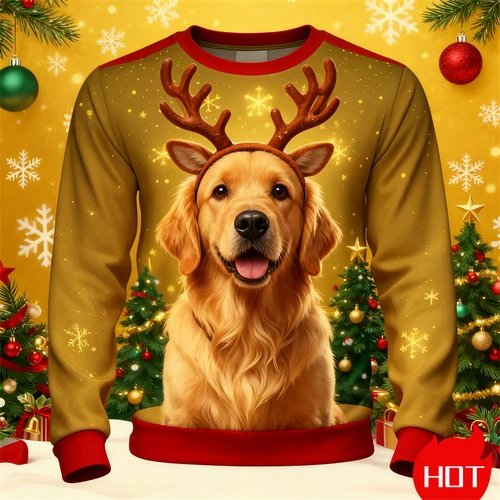 Imagen 1 del producto Nueva impresión 3D divertido patrón de perro mascota sudaderas de Navidad Unisex gráfico de Navidad feo sudaderas de Navidad para hombre sudaderas con capucha de cuello redondo