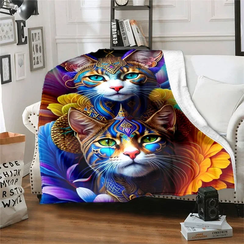 Fantasy Cute Cat Warm Soft Fashion Blanket Plush Sofa Picnic Blanket Bed Blanket