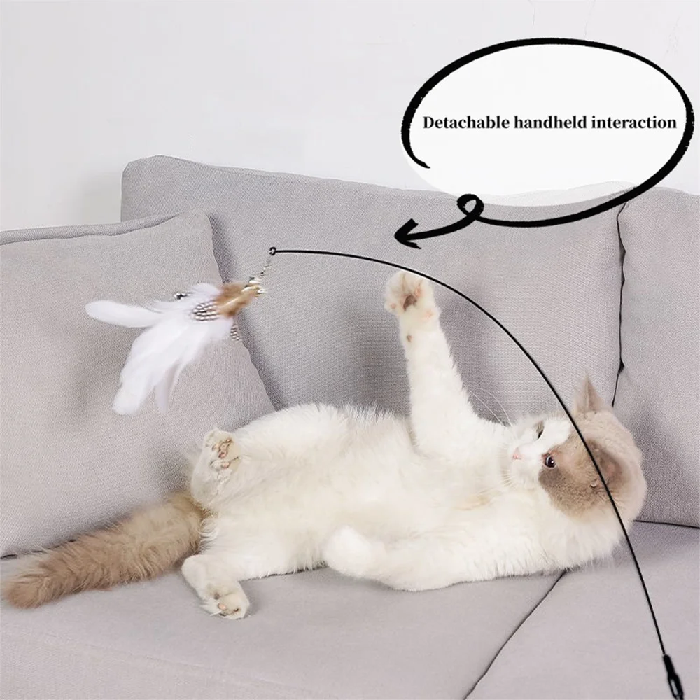 Pet Cat Toy Cat Wand Fluffy Feather con Bell Sucker Cat Stick Toy giocattoli interattivi per gatti Kitten Hunting Exercise Pet Product