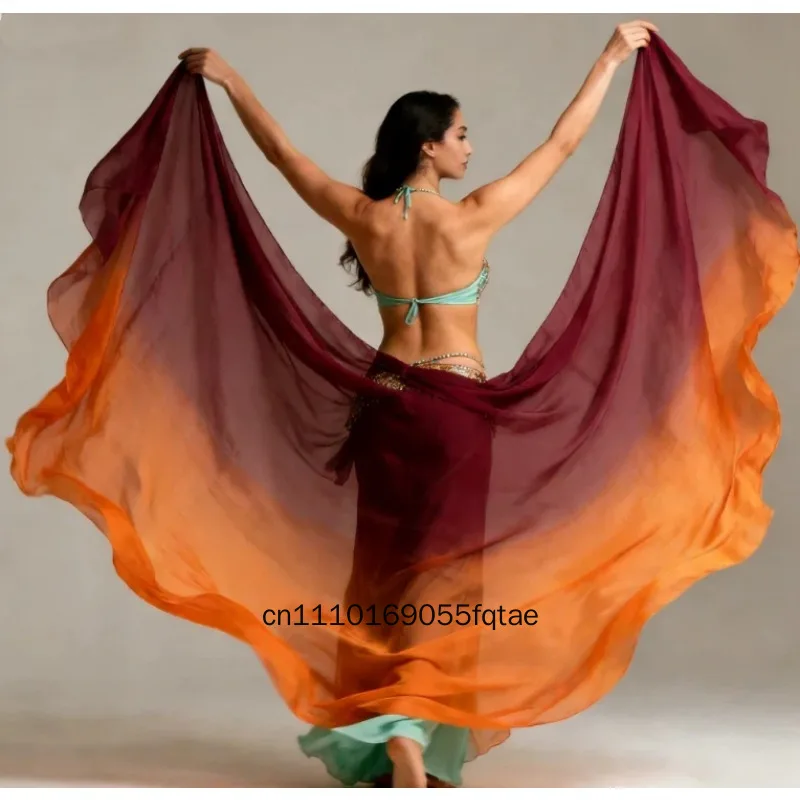 100% Real Silk Belly Dance Veils Handmade Dyed Scarf Shawl Custom Size Color Belly Dance Performance Veils Props Accessories New