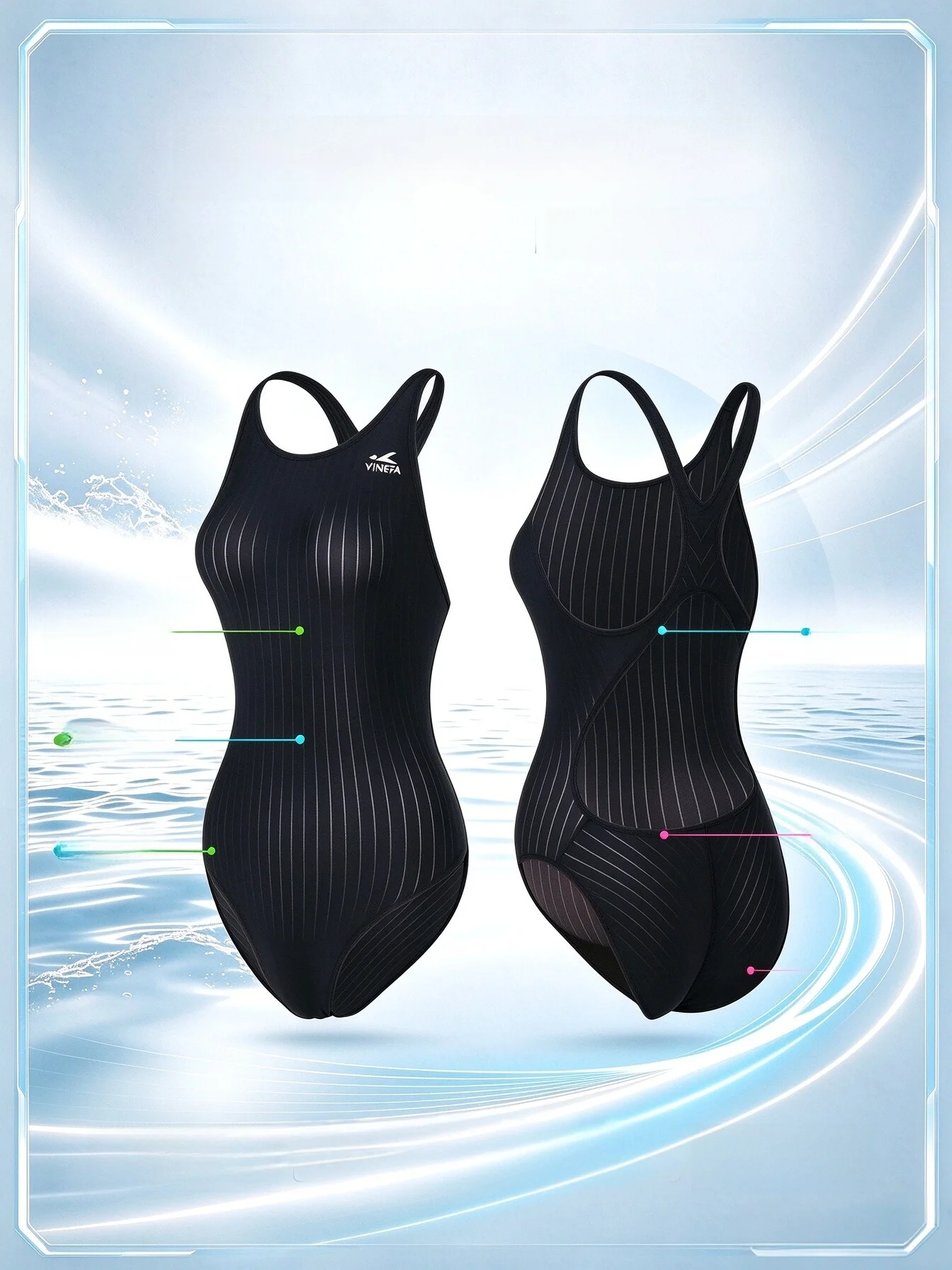 Professional Yingfa Triangular One-Piece Swimsuit Women's Competition Swimwear Quick Dry No Chest Pad No Sleeve 922A