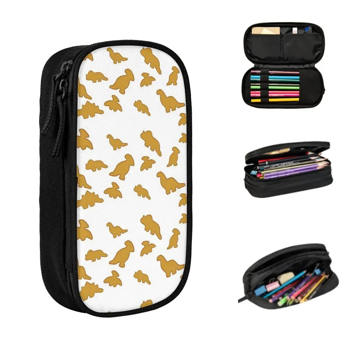 

Dino Chicken Nuggets Pencil Cases Large Storage Pen Bags Pen Box Pencil Pouch For Boys Girls Students Stationery School Office
