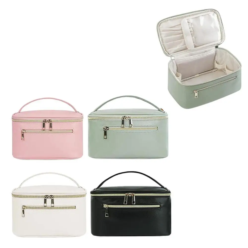 Travel Cosmetic Bag Split Leather Travel Toiletry Case Bag Portable Hanging Makeup Organizer Box Washbag