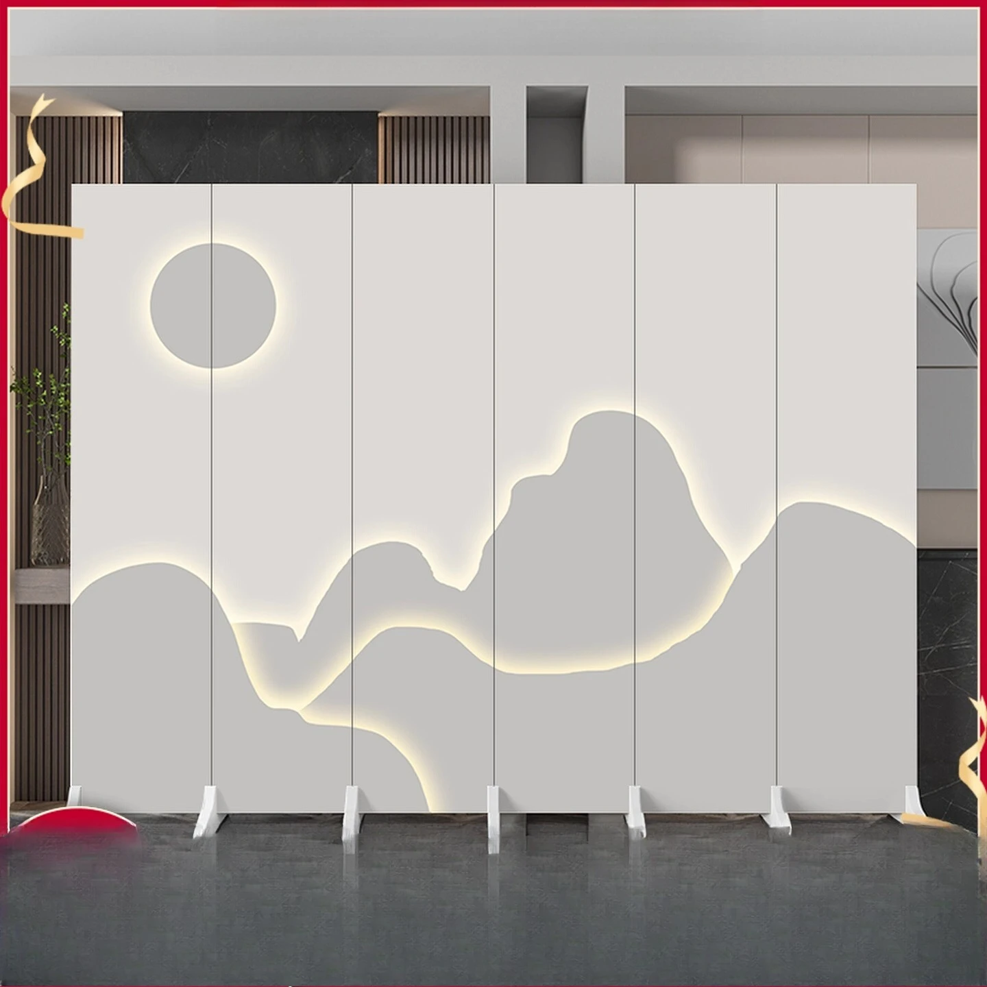 Office screen partition landscape folding mobile living room hotel shelter simple Chinese hotel private room baffle