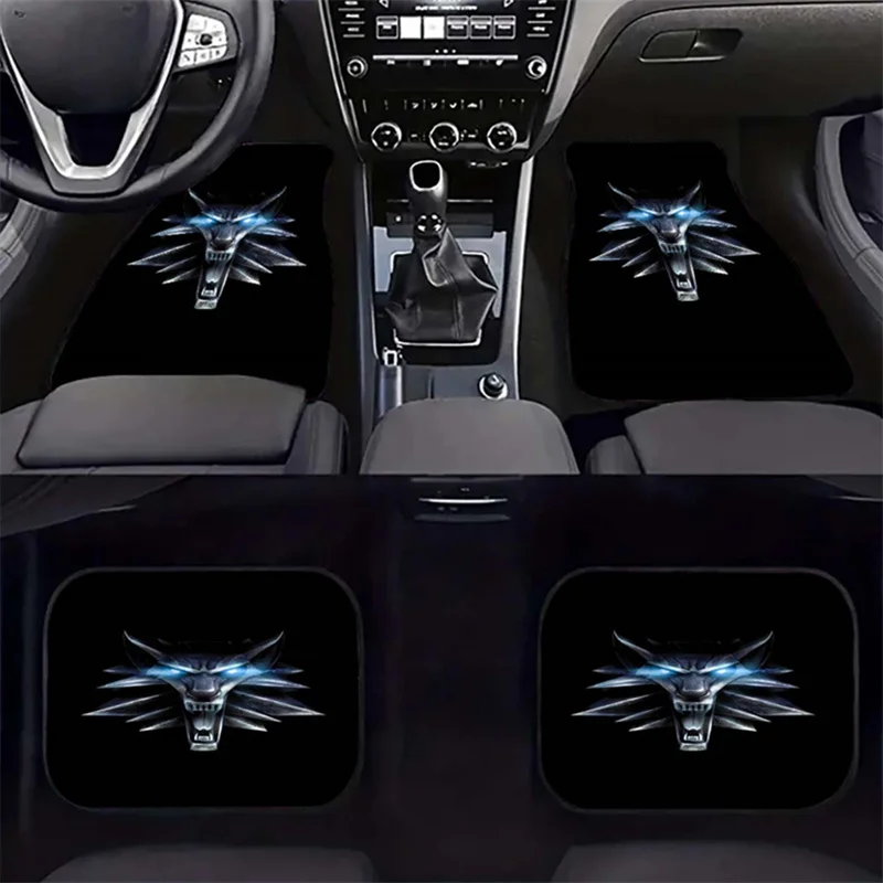 4pcs Retro-Style Magic Wolf Avatar Car Floor Mats, Washable, Trendy Interior Protection Accessories, Perfectly Compatible With M