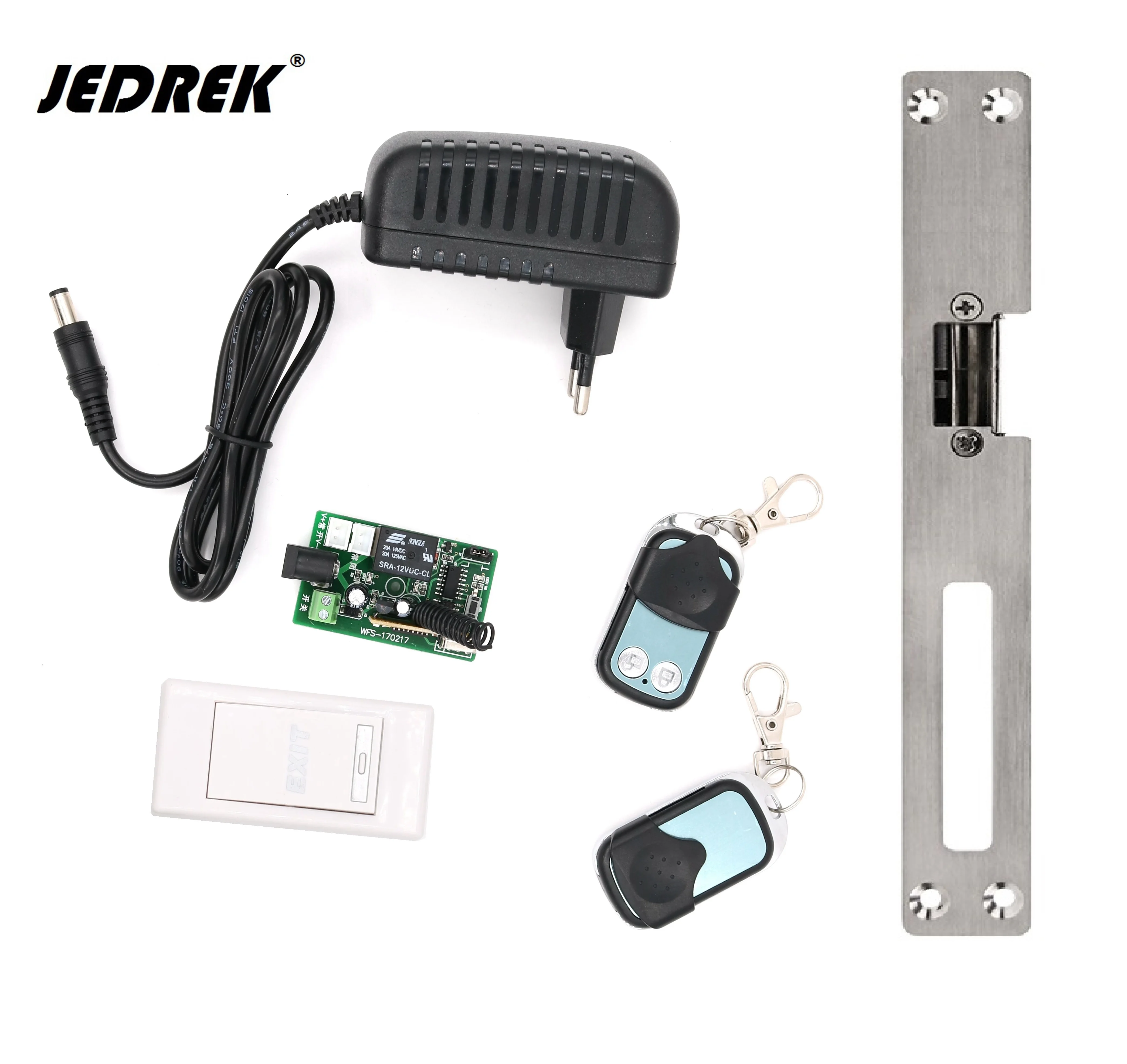 12V Wireless Remote Electric Strikes With Two Remote Handle Exit Button Full Kit