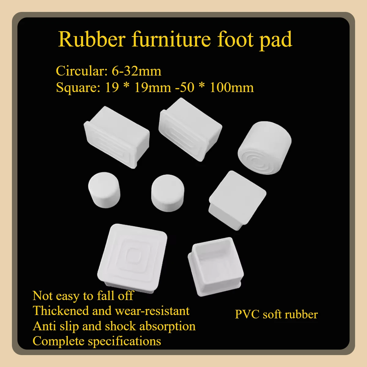 5/10PCS White PVC Soft Rubber Tube Circular Square Plug Furniture Table And Chair Leg Protection Cover Anti Slip Foot Pad