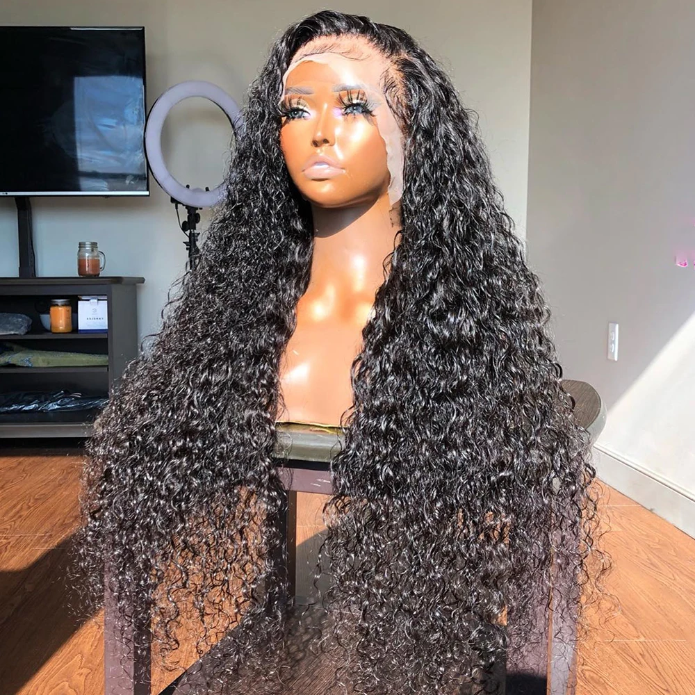 13x6 Hd Lace Frontal Wig Curly Human Hair 40 Inch  Hair Deep Water Wave Lace Front Wig Loose Deep Wave Wigs For Brazilian Women