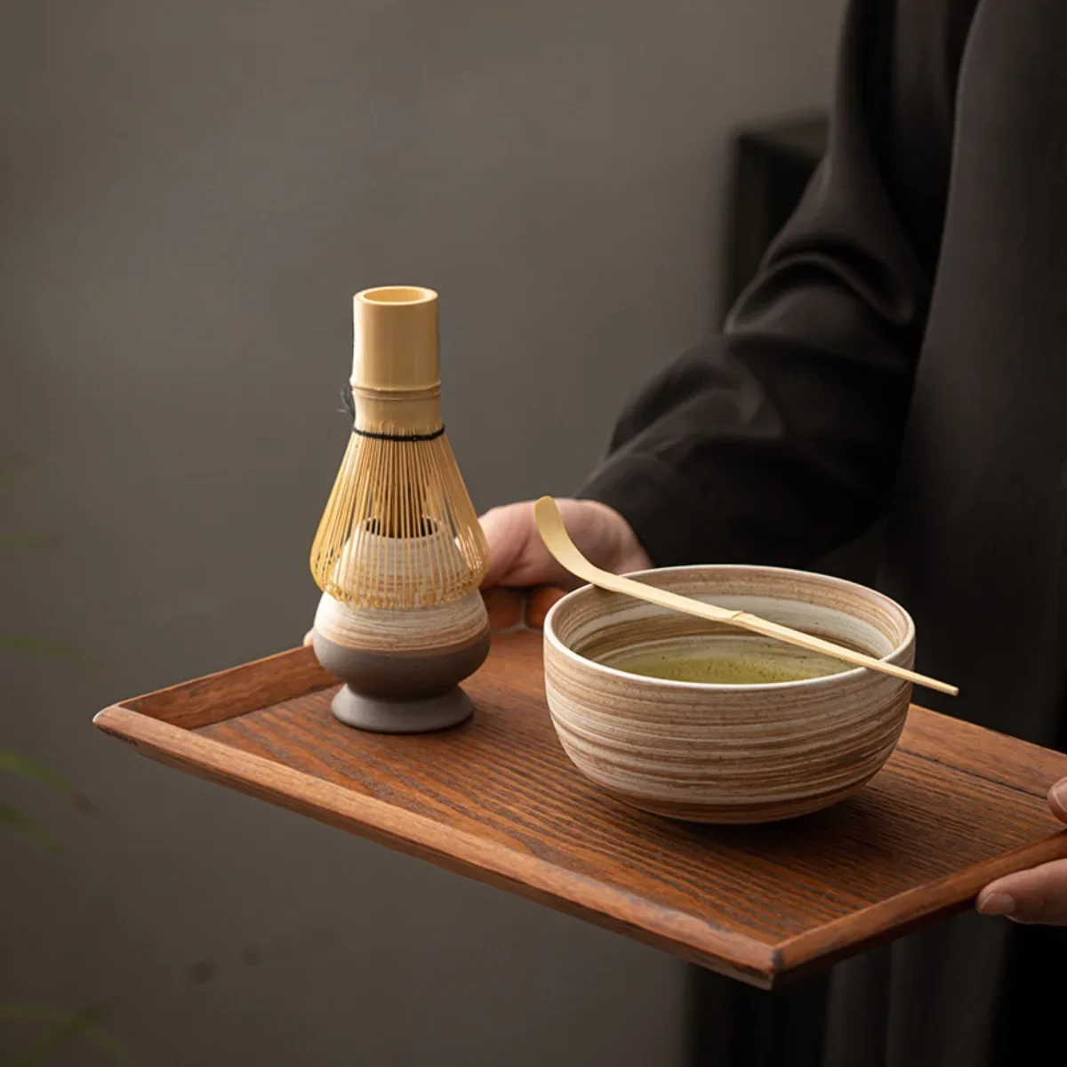 

4pcs Matcha Set Japanese Tea Set Includes Bowl Whisk and Holder Bamboo Scoop Rest Matcha kit for Matcha Lovers Tea Ceremony