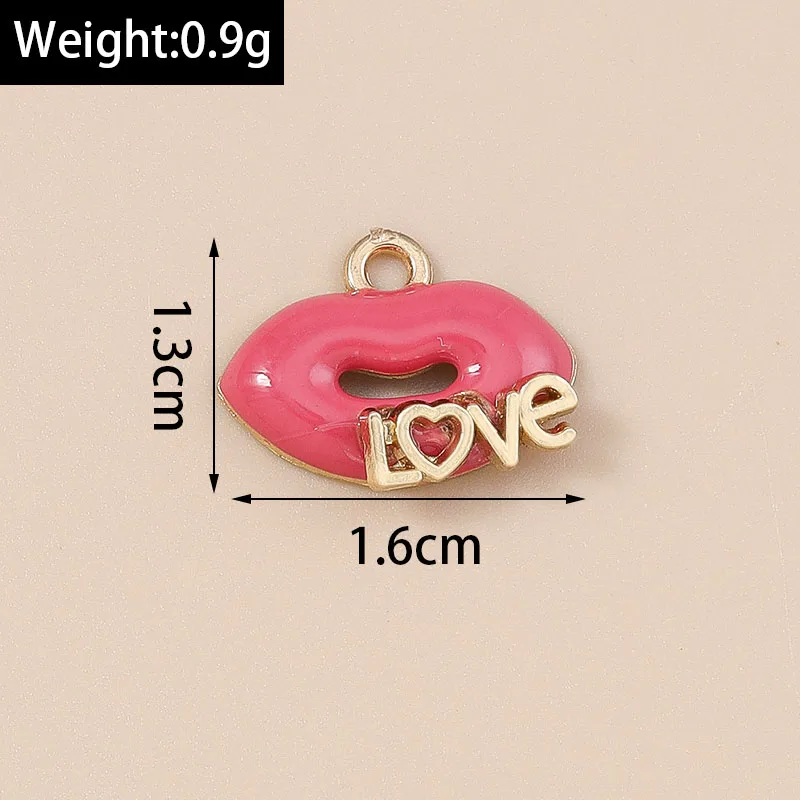 Leslie 10 Stück neue romantische Emaille rotes Herz Charms Valentinstag Schmuck Kuss Mund Herz Rose Anhänger für DIY Schmuckherstellung – Detail 16