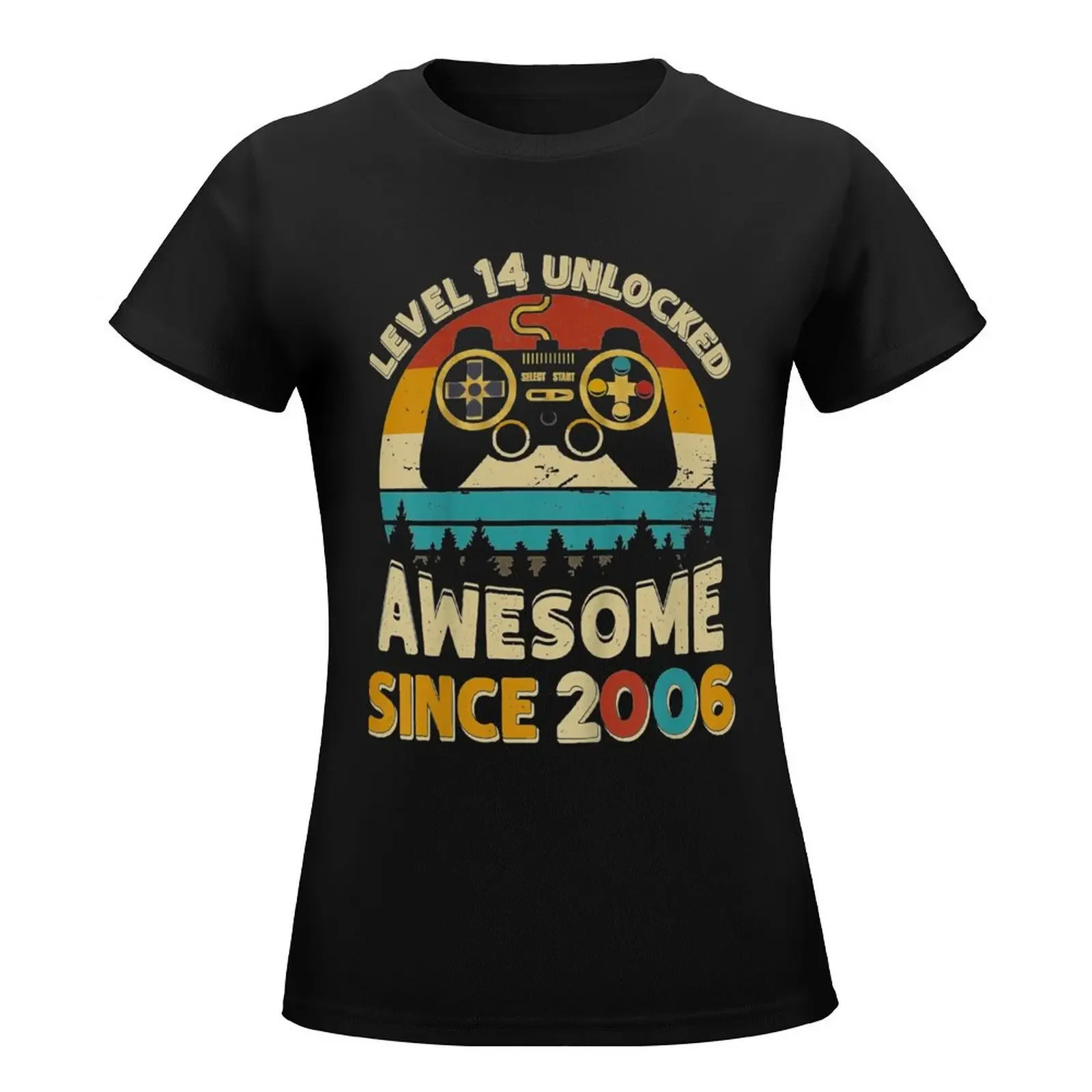 Level 14 Unlocked Awesome Since 2006 T-Shirt Short sleeve tee lady clothes cute tops summer clothes t shirt dress Women