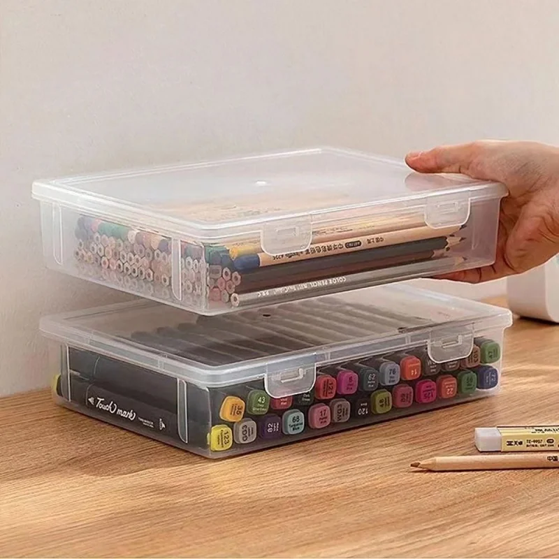 New Plastic Document Organizer Organized Clear Square Shape Storage Box Organizing Box Transparent Desktop Document Storage Case