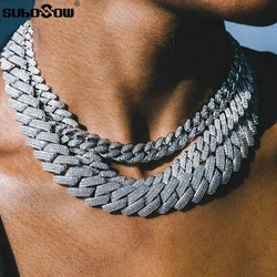 13/14/20MM HipHop Iced Out Chain Cuban Link Chain Necklace For Men Gold Silver Color Rhinestone Pave Men's Birthday Jewelry Gift