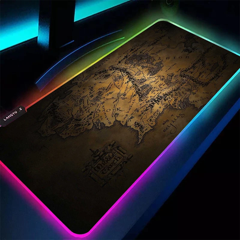 Alfombrilla de ratón RGB con retroiluminación, 90x40cm, T-The Lord of the Rings, accesorios para videojuegos, alfombrilla LED para ratón, alfombrilla para teclado, alfombra para escritorio
