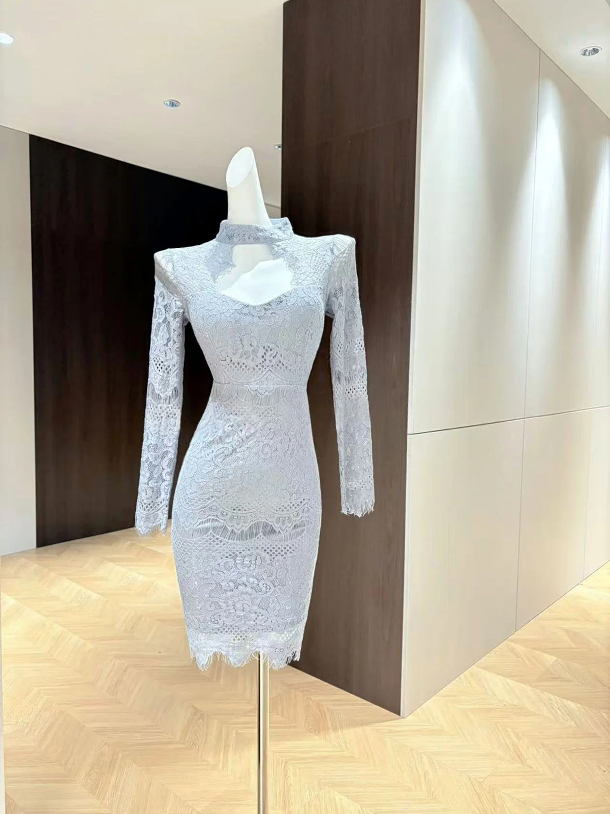 Hohe Qualität Elegante Temperament Abnehmen Cocktail Spitze Kleid Sexy Lange Ärmeln Geburtstag Promi Bodycon Party Kleider Vestido