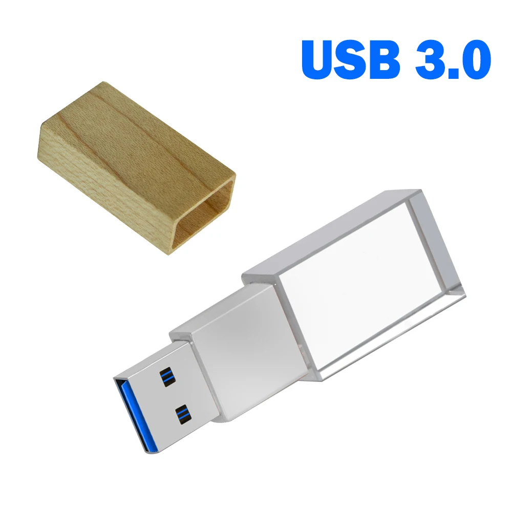 Wedding Photography Custom LOGO Wooden Crystal Wooden USB 3.0 Flash Drives 64GB 32GB 16GB 4GB Version Memory stick U disk