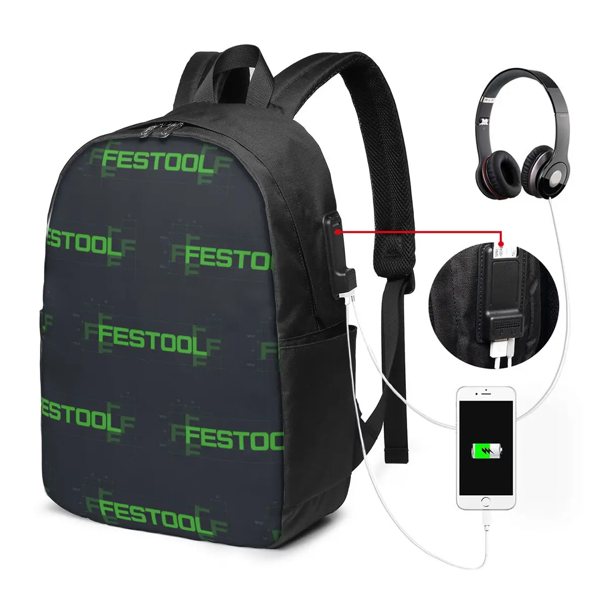 

Festool Powertool Backpack Travel Notebook Bag Computer College Student School Bag Laptop Shoulder Bags for Men Women
