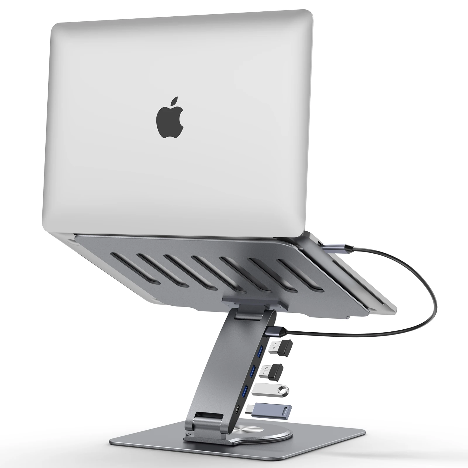 Laptop Docking Station Stand 360-degree Swivel Laptop Stand with Universal USB Hub for Macbook Air Pro/HP/Dell/Lenovo 4xUSB 3.0