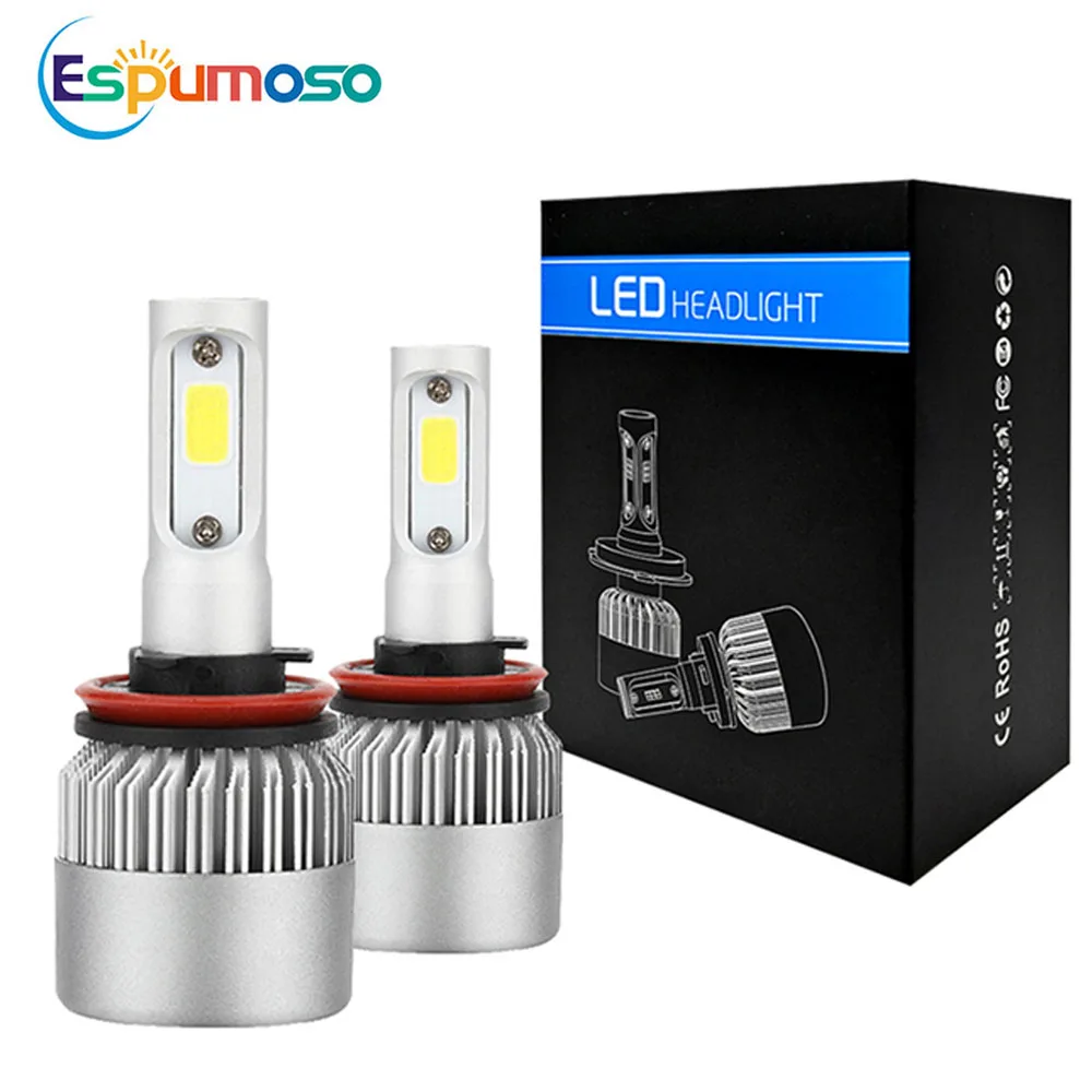 Led Lights for Auto 12V 24V LED Bulbs H4 H7 H11 White 75W 8000LM Fog Lamp Car Headlight Lamps with Fan Daytime Running Lights