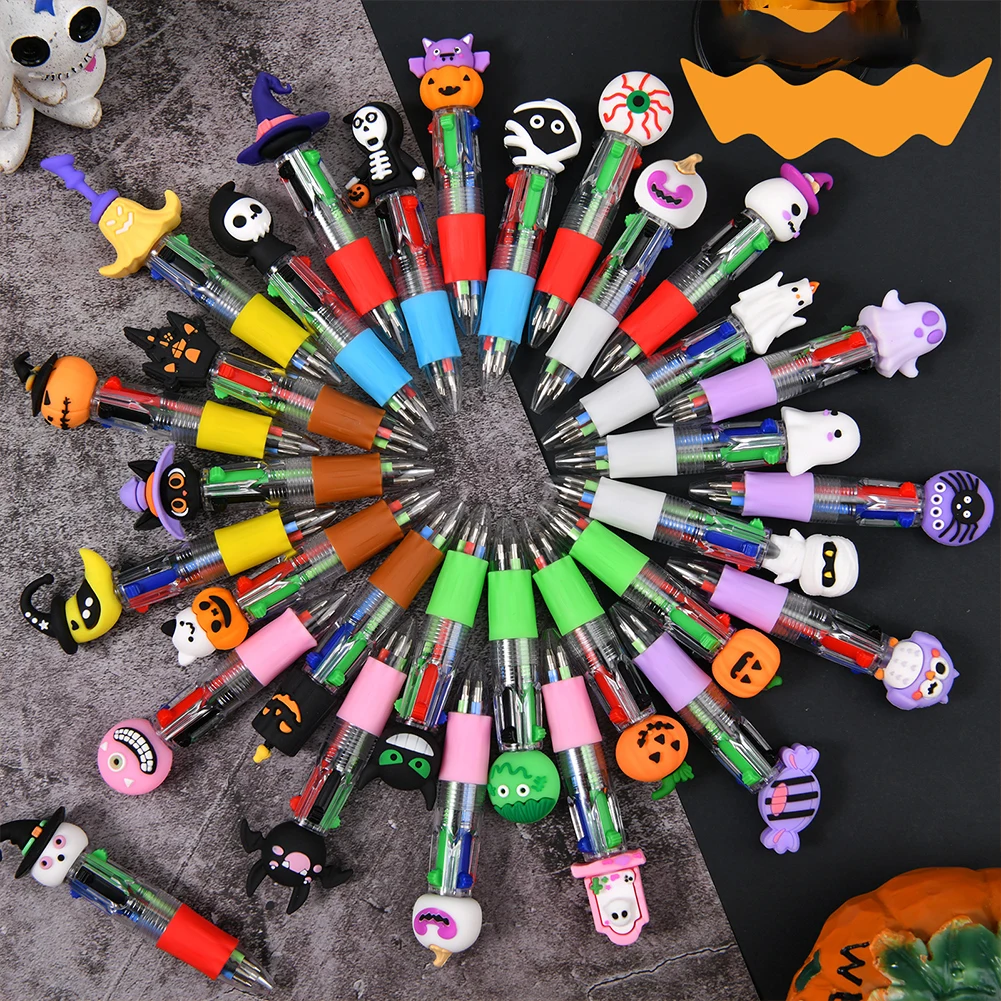 

Ручки для Хэллоуина, милые ручки 4-в-1, объемные ручки для письма на тему Хэллоуина, подходящие для подарков на Хэллоуин, подарки для школы