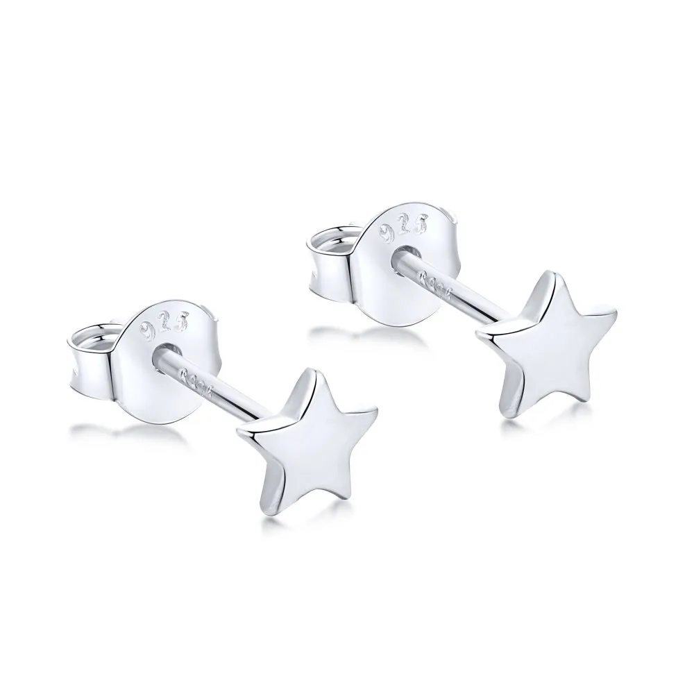 S925 Sterling Silver Star Earrings for Women, Simple and Small Earrings, Ear Holes, Anti Blocking Earrings