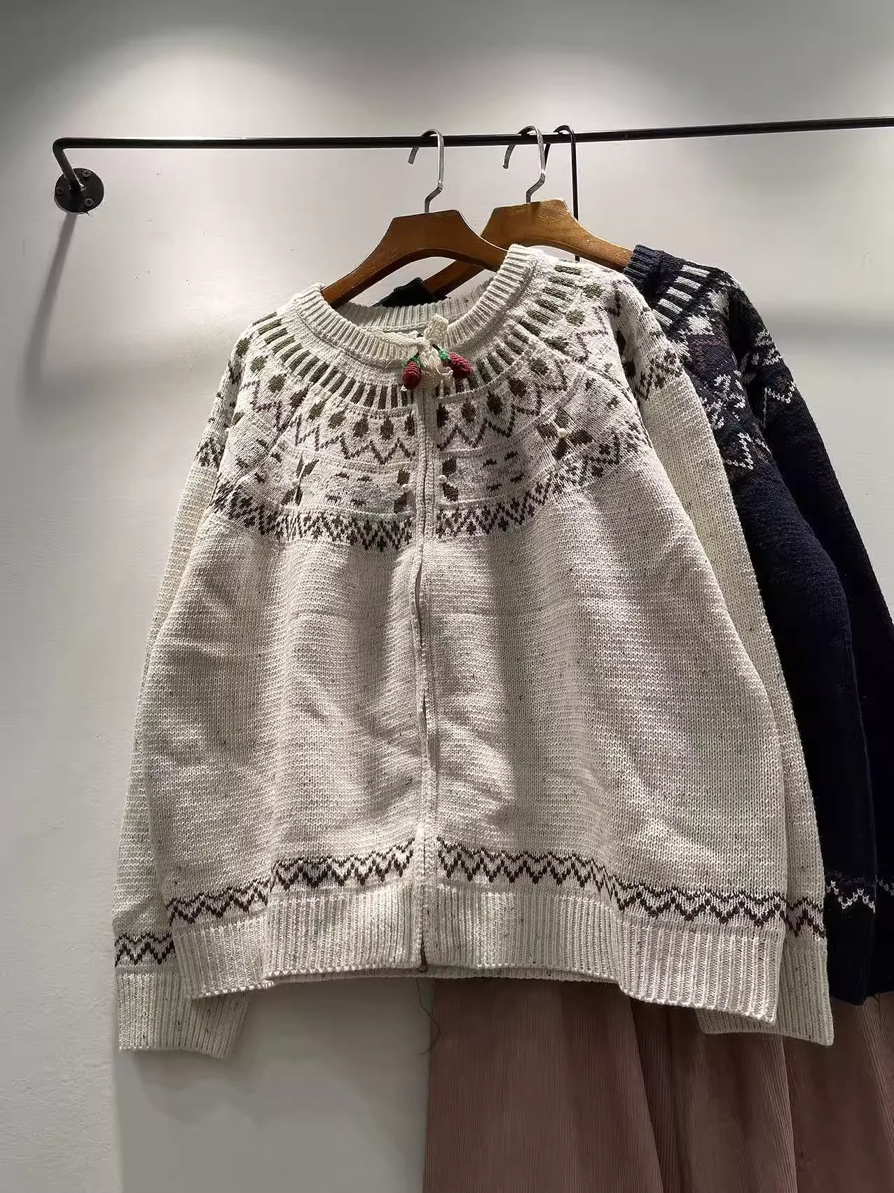 

Свитер Fair Isle, кардиган для женщин, 2026, зимние трикотажные изделия Mori Girl, милый вязаный топ с длинными рукавами, рождественский свитер, милый кавайный свитер