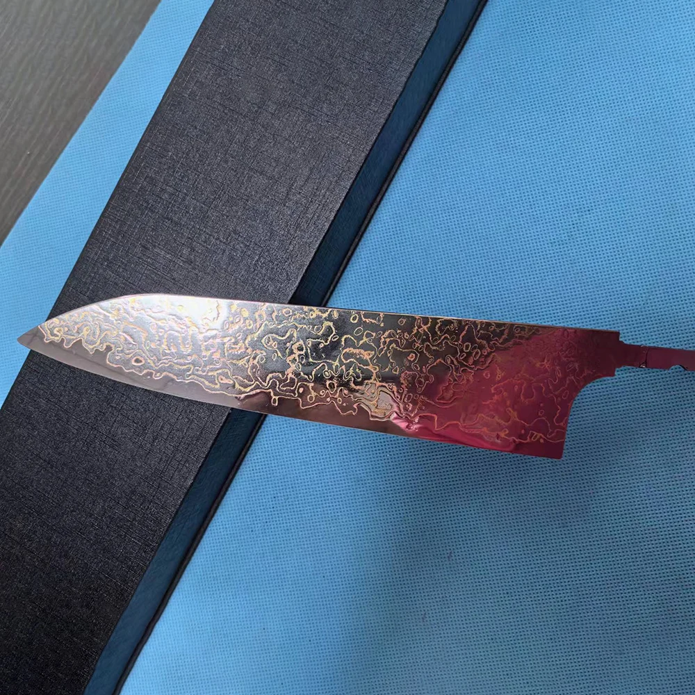 8 Inch Santoku Knife Without Handle 73 Layers Tricolour Copper Damasus Steel Sharp Chef Cleaver Slicing Japanese Kitchen Knives