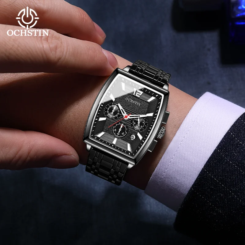

OCHSTIN Square Case Quartz Stainless Steel Movement Wristwatch Waterproof Navigator Collection Male Luxury Classic Watches