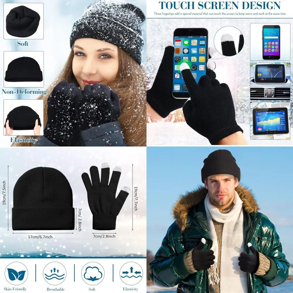 

Bulk 56-Piece Unisex Winter Beanie and Touchscreen Gloves Set - Warm Accessories Gift for Men & Women