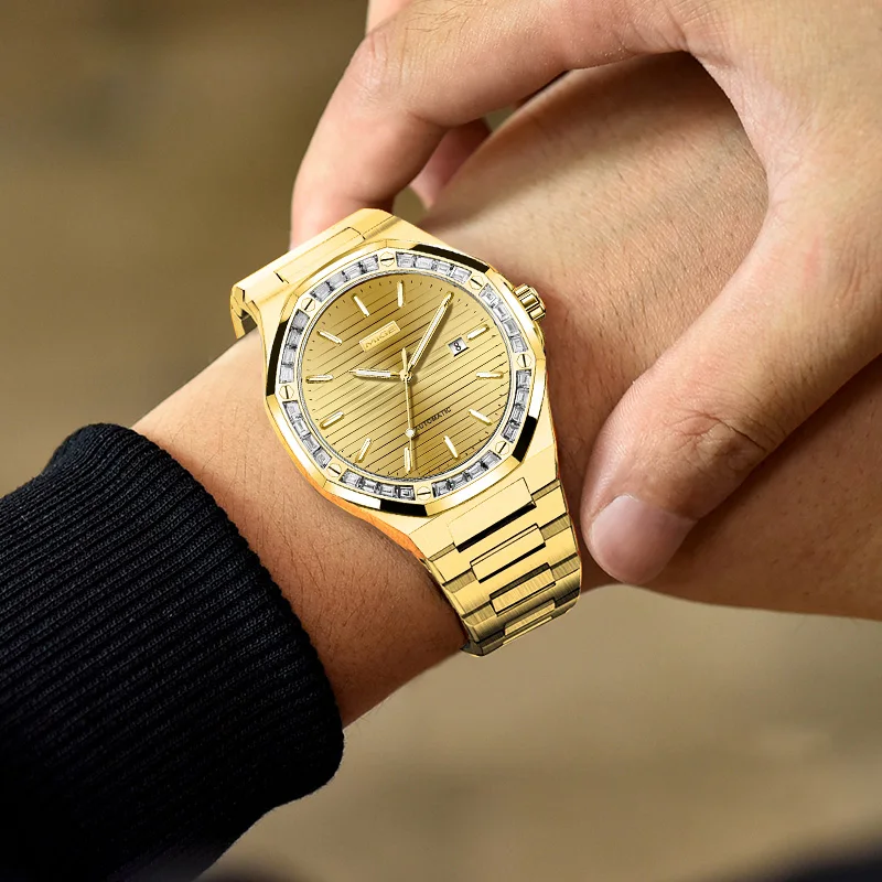 MIGE Luxury Brand Watches for Men Automatic Self Winding Mens Watch Stainless Steel Waterproof Men Mechanical Wristwatches