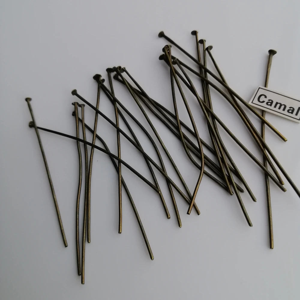 Camal 100PCS Antique Bronze 50mm/1.96inch Flat Head Straight Pins Connector For Crystal Prism Lamp Chandelier Pendant Hanging